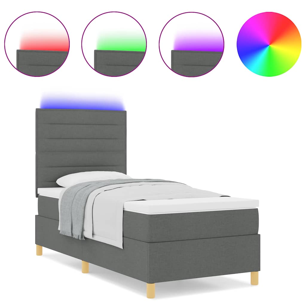 Boxspringbett mit Matratze Dunkelgrau 100 x 200 cm Stoff