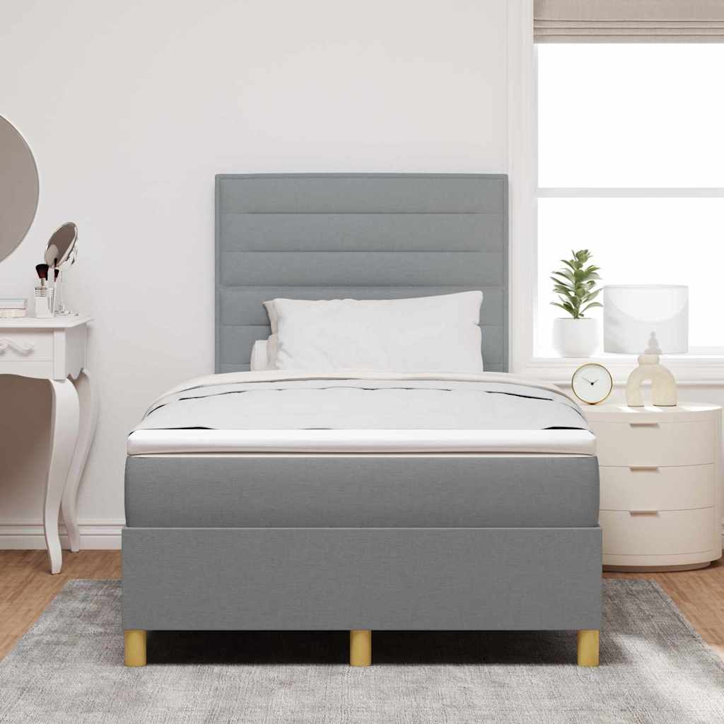 Boxspringbett mit Matratze Hellgrau 120 x 190 cm Stoff