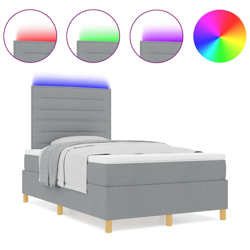 Boxspringbett mit Matratze Hellgrau 120 x 200 cm Stoff