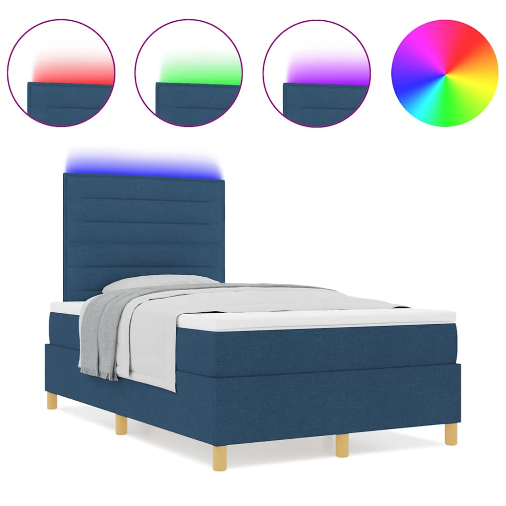 Boxspringbett mit Matratze mit Kopfteil Blau 120 x 200 cm Stoff
