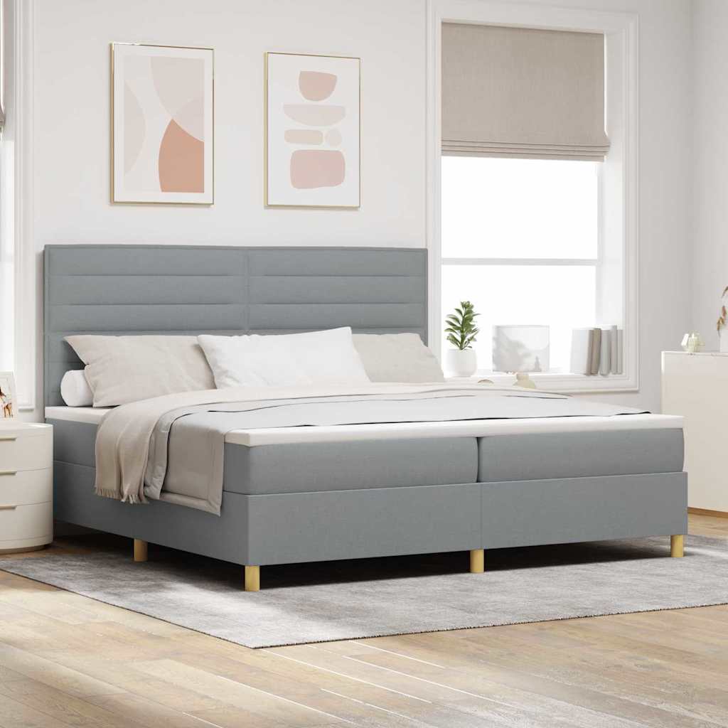 Boxspringbett mit Matratze Hellgrau 200 x 200 cm Stoff