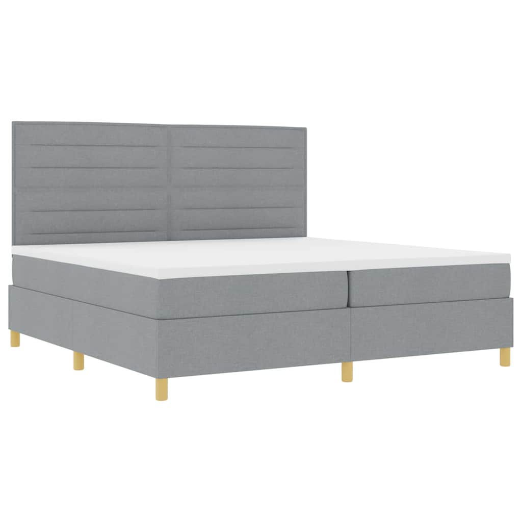 Boxspringbett mit Matratze Hellgrau 200 x 200 cm Stoff