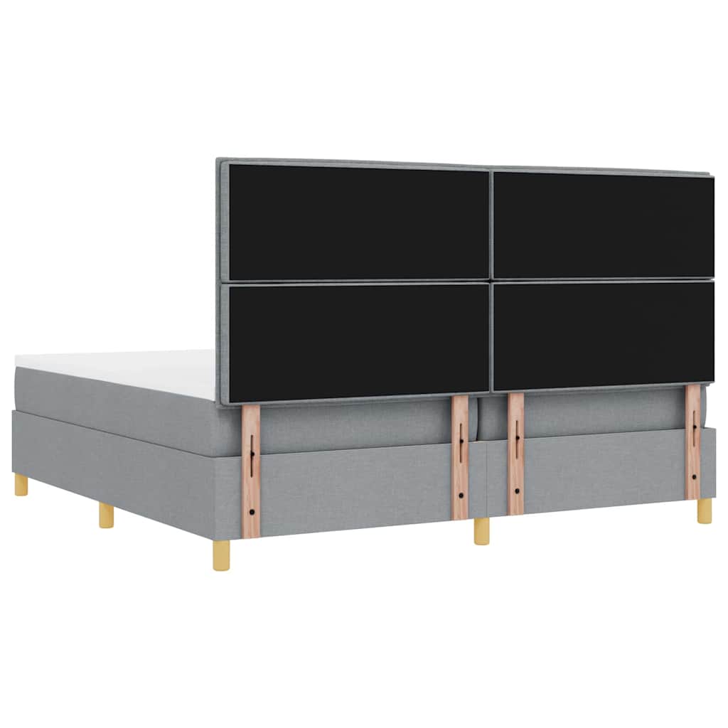 Boxspringbett mit Matratze Hellgrau 200 x 200 cm Stoff
