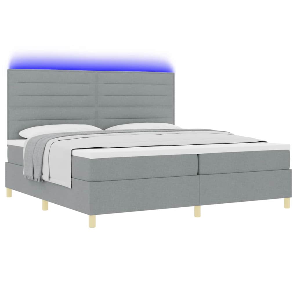 Boxspringbett mit Matratze Hellgrau 200 x 200 cm Stoff