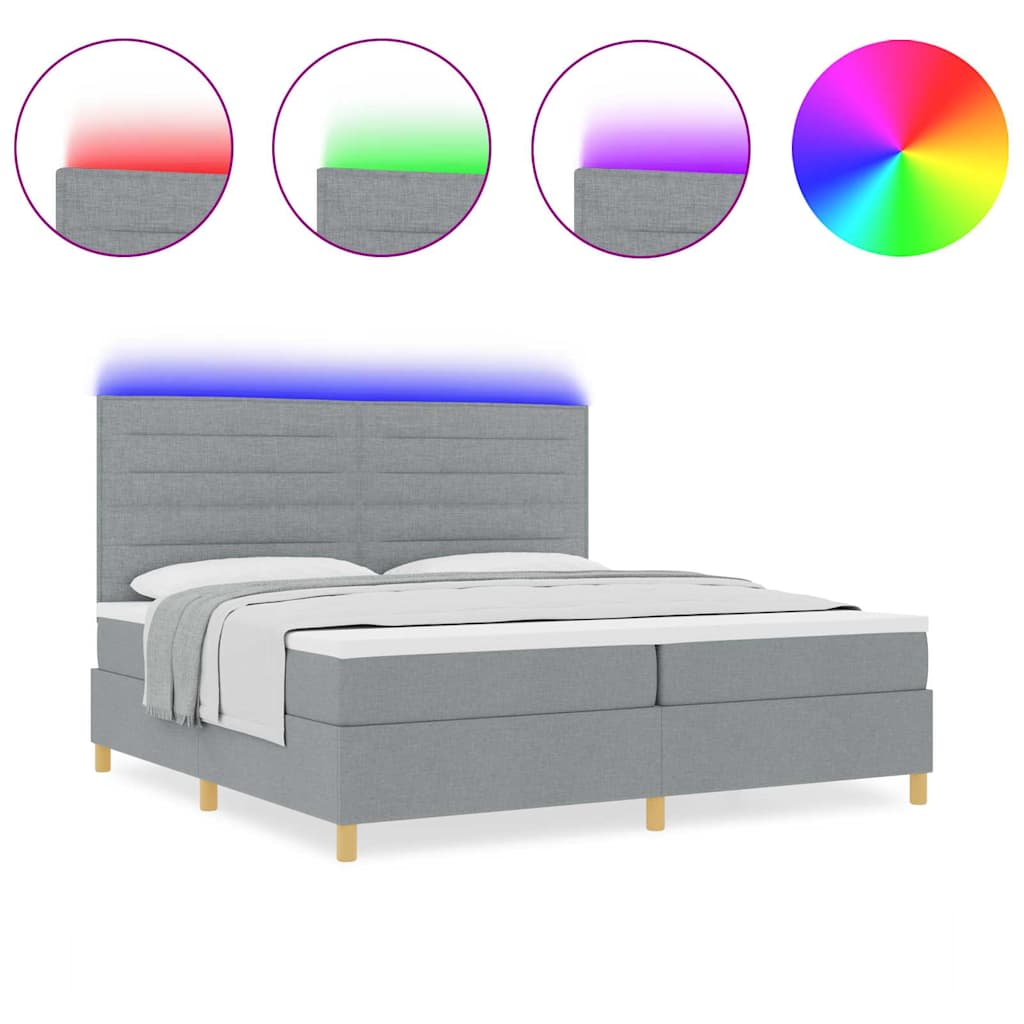 Boxspringbett mit Matratze Hellgrau 200 x 200 cm Stoff