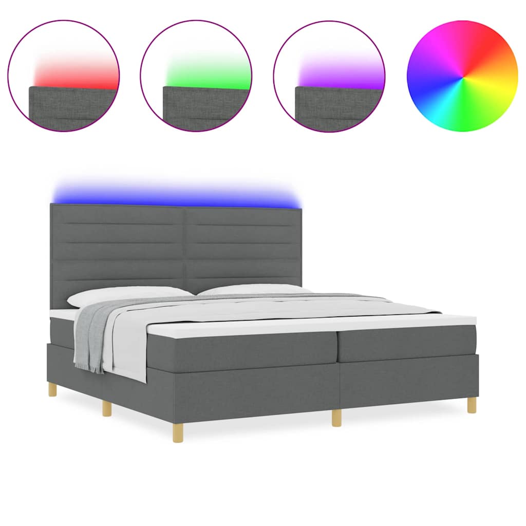 Boxspringbett mit Matratze Dunkelgrau 200 x 200 cm Stoff