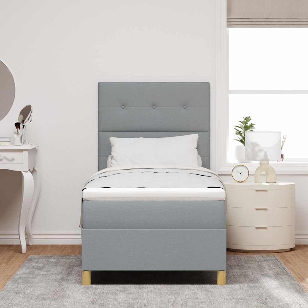 Boxspringbett mit Matratze Hellgrau 80 x 200 cm Stoff