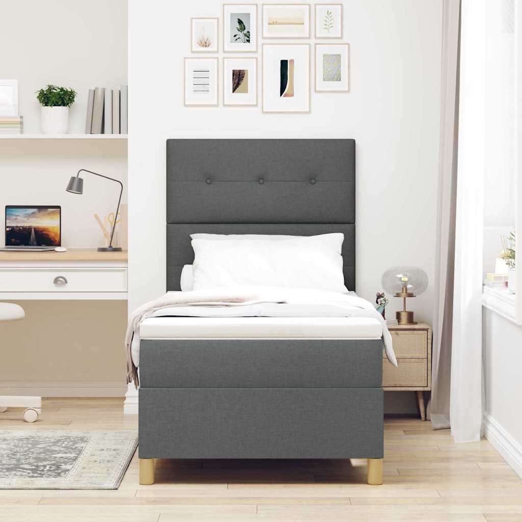 Boxspringbett mit Matratze Dunkelgrau 80 x 200 cm Stoff