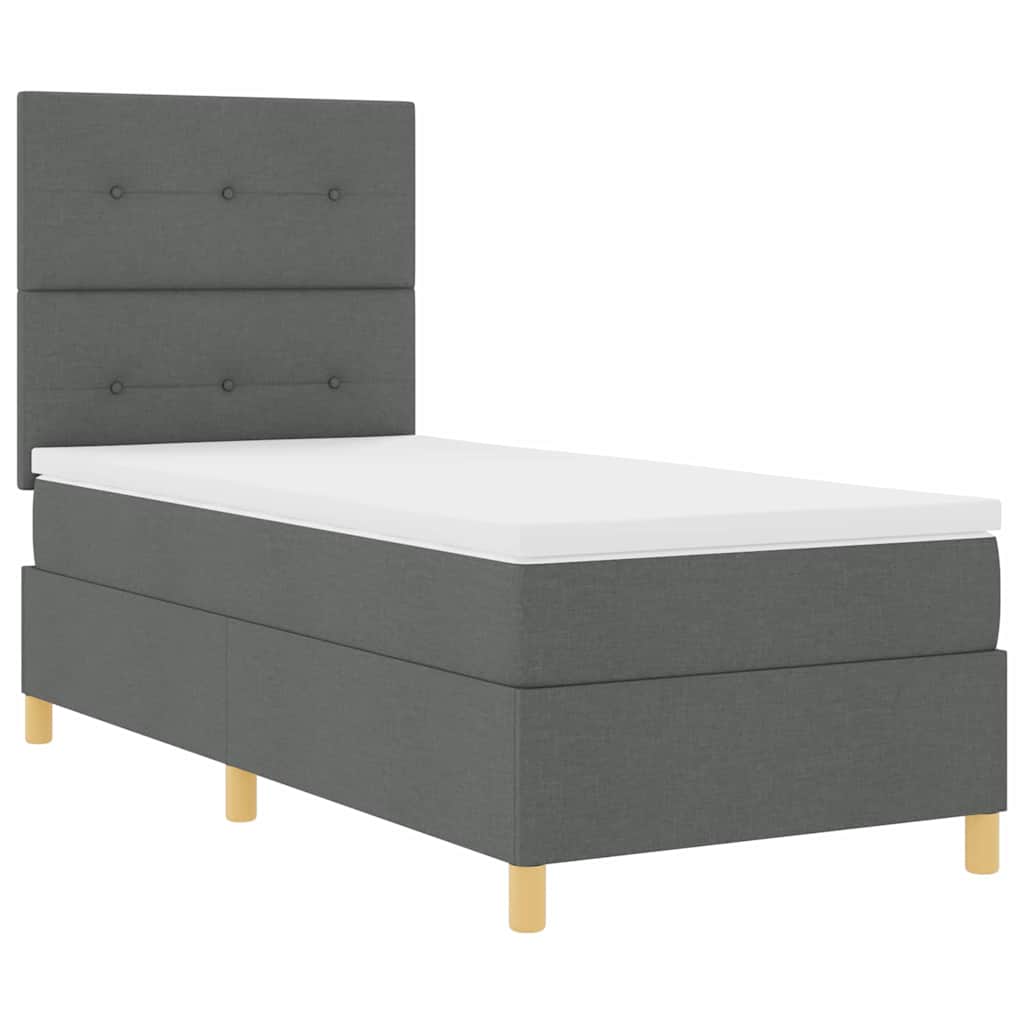 Boxspringbett mit Matratze Dunkelgrau 80 x 200 cm Stoff