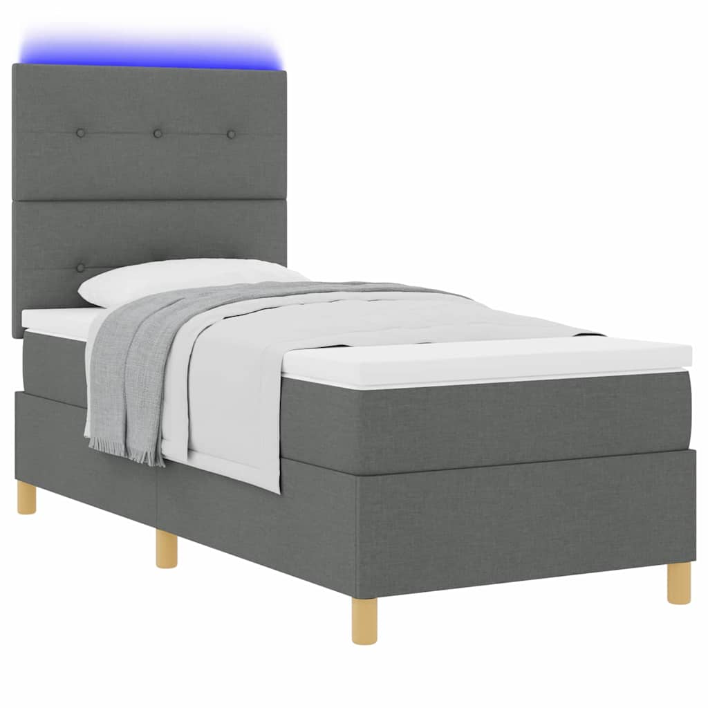 Boxspringbett mit Matratze Dunkelgrau 80 x 200 cm Stoff