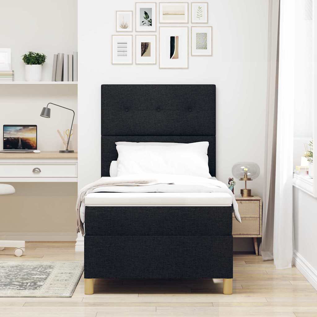 Boxspringbett mit Matratze Schwarz 80 x 200 cm Stoff