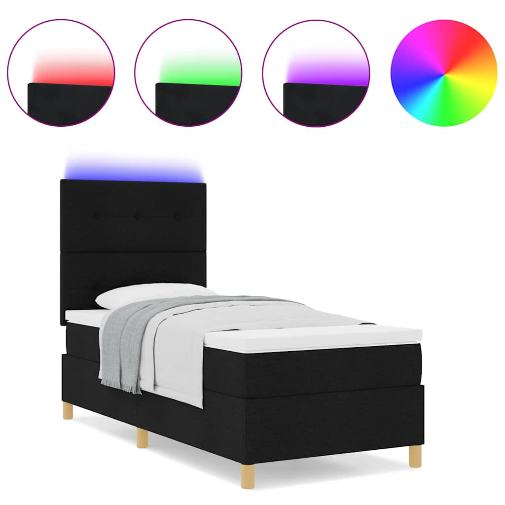 Boxspringbett mit Matratze Schwarz 80 x 200 cm Stoff