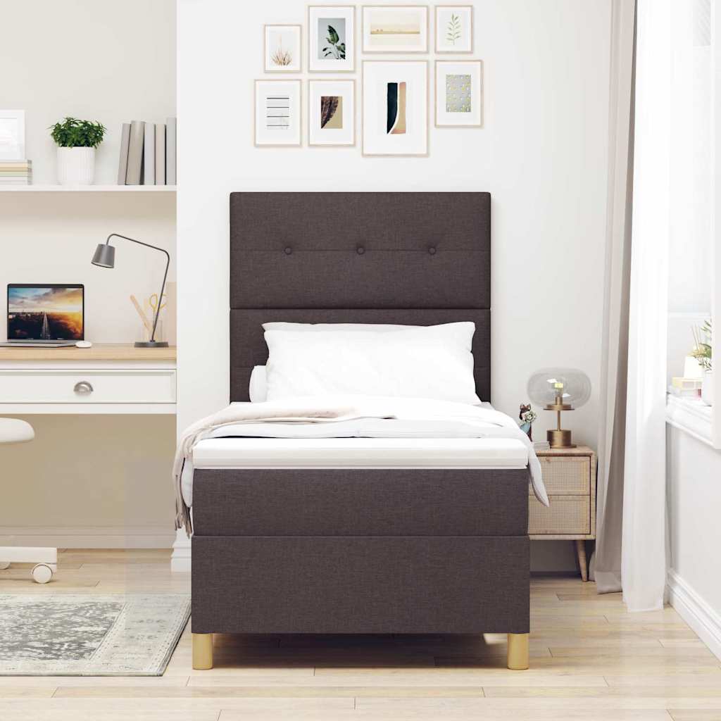 Boxspringbett mit Matratze Dunkelbraun 80 x 200 cm Stoff