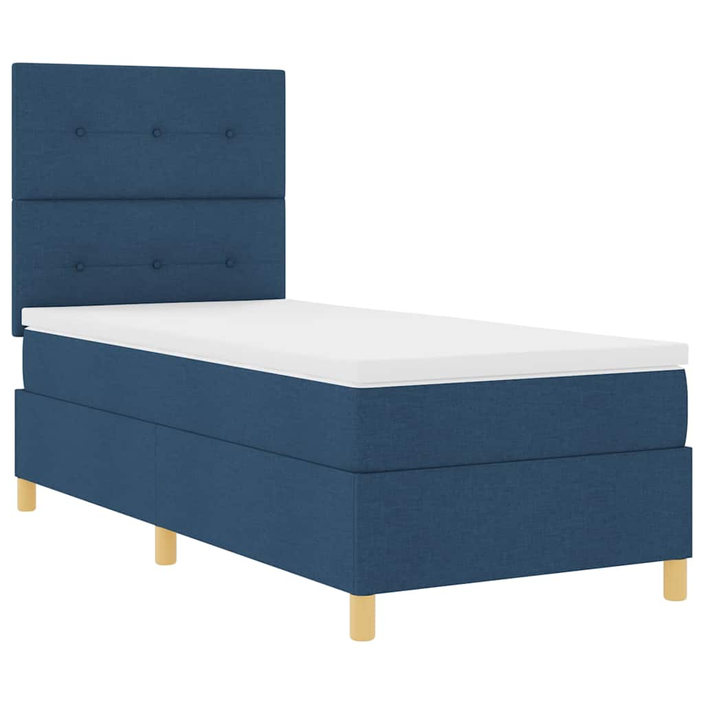 Boxspringbett mit Matratze mit Kopfteil Blau 90 x 200 cm Stoff