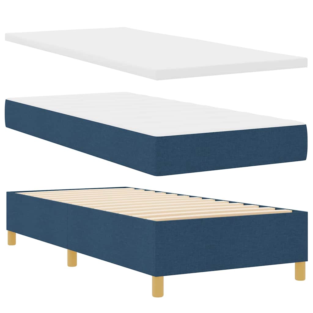 Boxspringbett mit Matratze mit Kopfteil Blau 90 x 200 cm Stoff