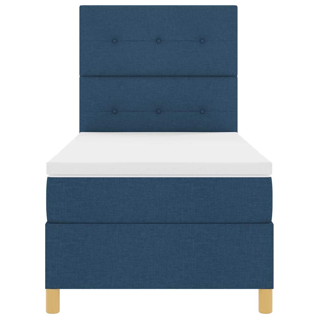 Boxspringbett mit Matratze mit Kopfteil Blau 90 x 200 cm Stoff