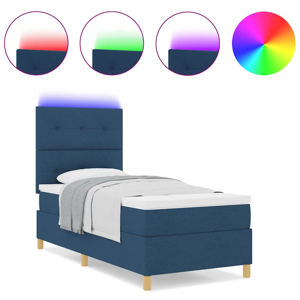 Boxspringbett mit Matratze mit Kopfteil Blau 90 x 200 cm Stoff