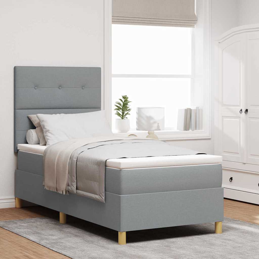 Boxspringbett mit Matratze Hellgrau 100 x 200 cm Stoff