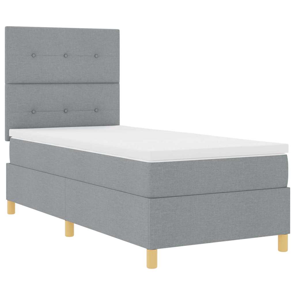 Boxspringbett mit Matratze Hellgrau 100 x 200 cm Stoff