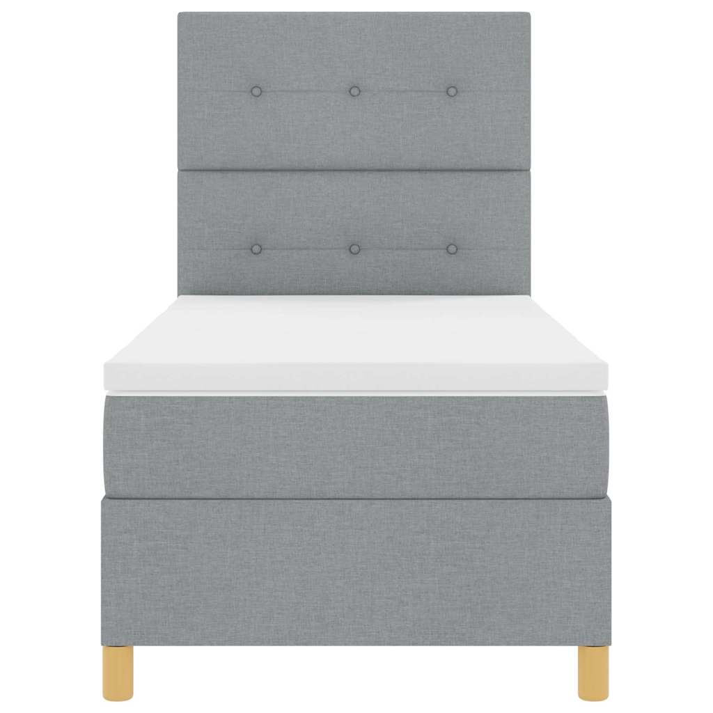 Boxspringbett mit Matratze Hellgrau 100 x 200 cm Stoff