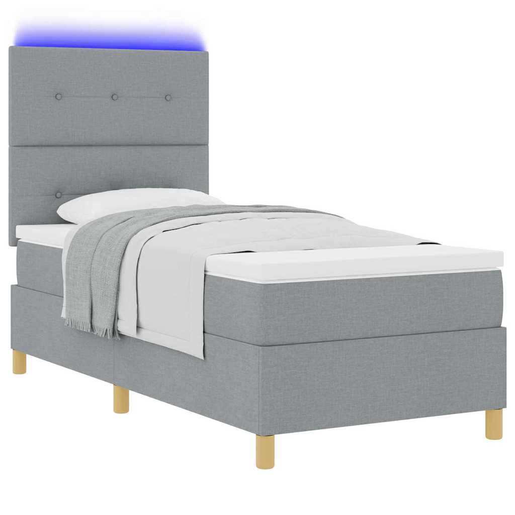 Boxspringbett mit Matratze Hellgrau 100 x 200 cm Stoff