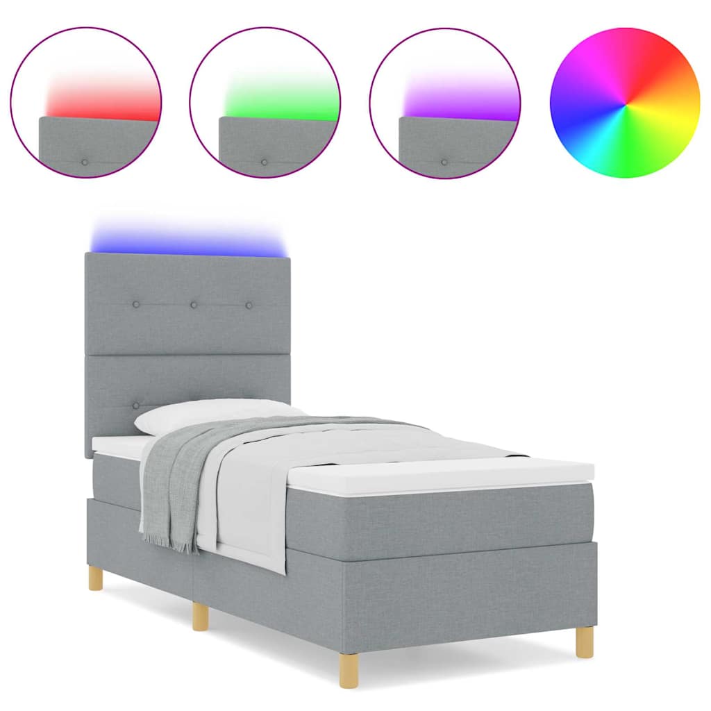Boxspringbett mit Matratze Hellgrau 100 x 200 cm Stoff