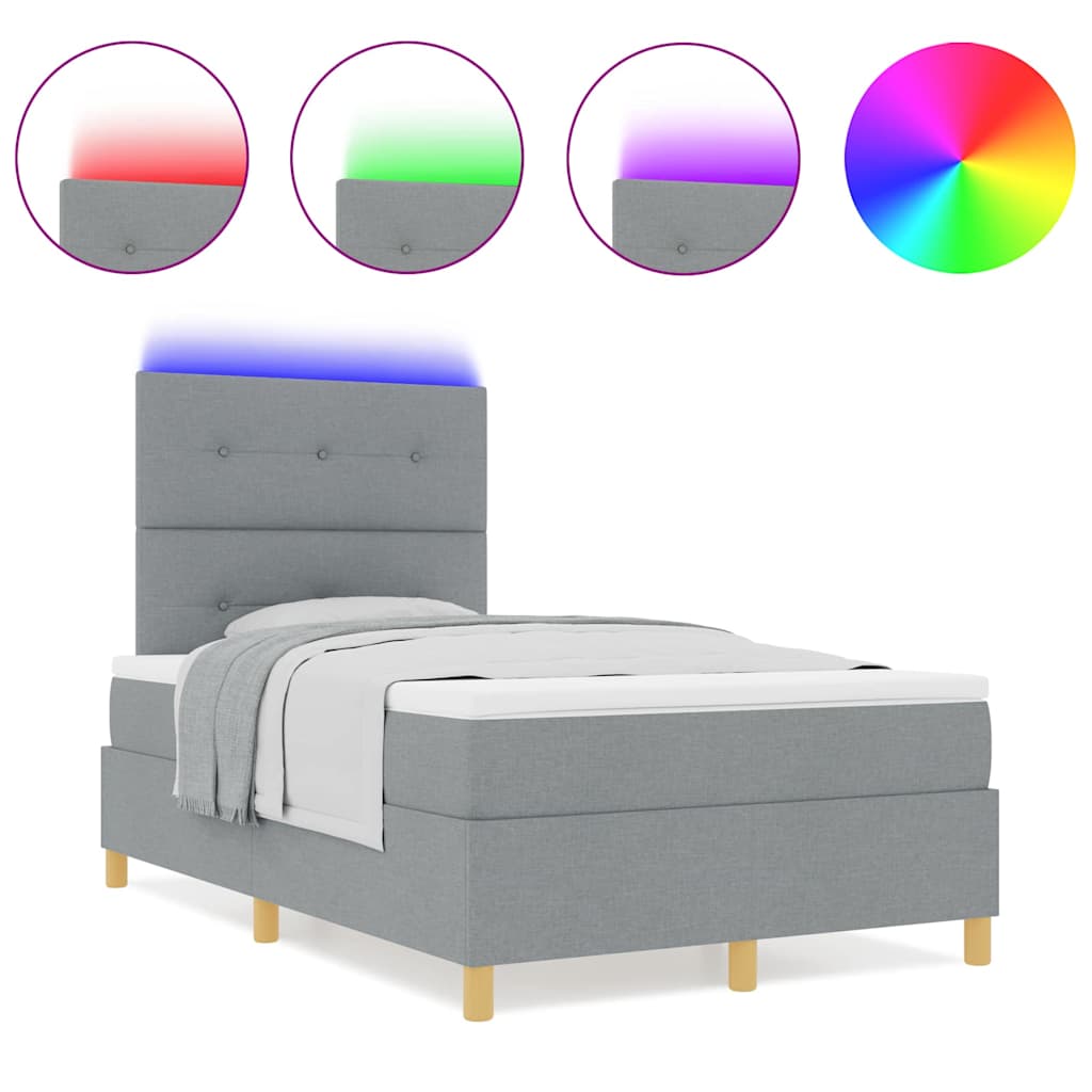 Boxspringbett mit Matratze Hellgrau 120 x 190 cm Stoff