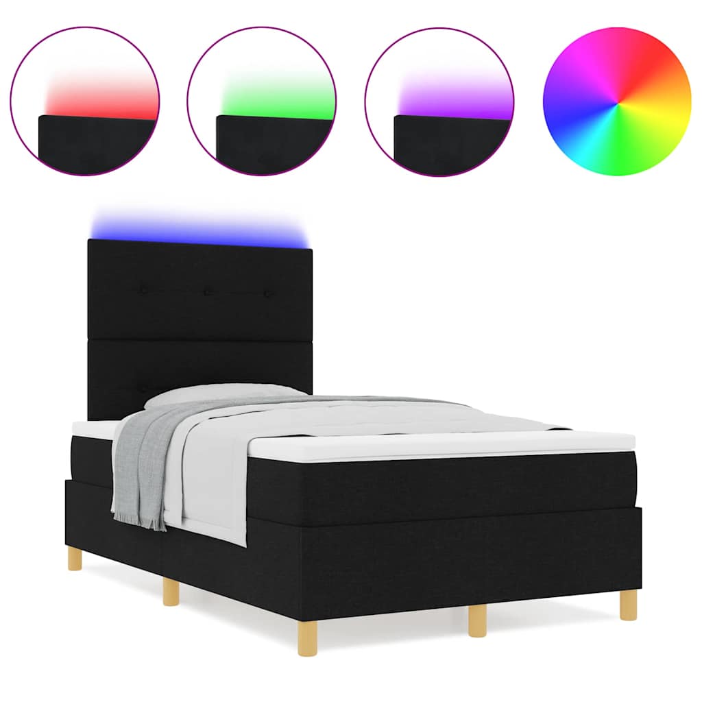 Boxspringbett mit Matratze Schwarz 120 x 190 cm Stoff