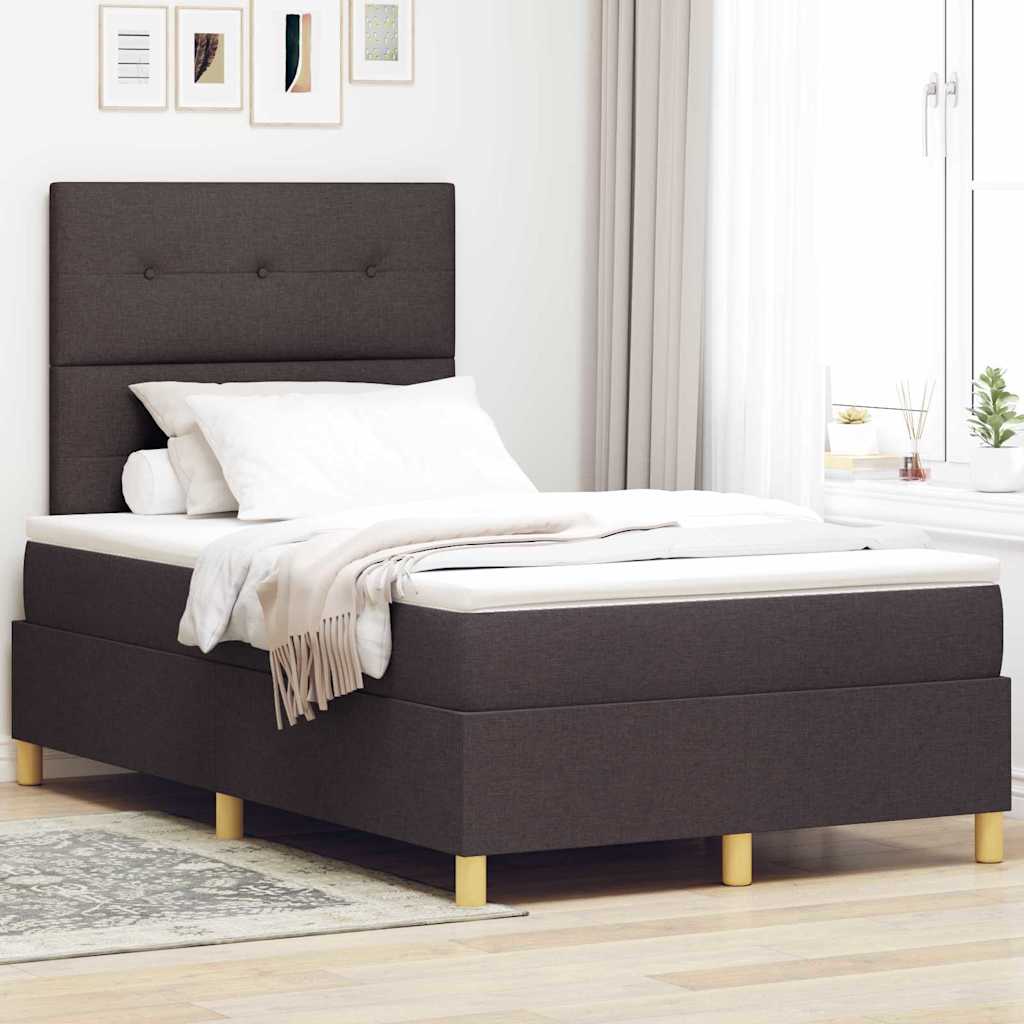 Boxspringbett mit Matratze Dunkelbraun 120 x 190 cm Stoff