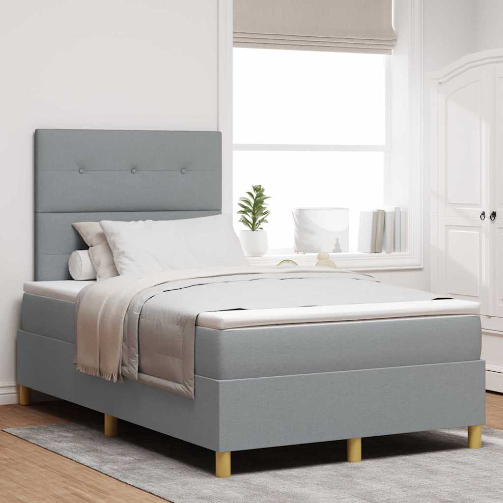Boxspringbett mit Matratze Hellgrau 120 x 200 cm Stoff