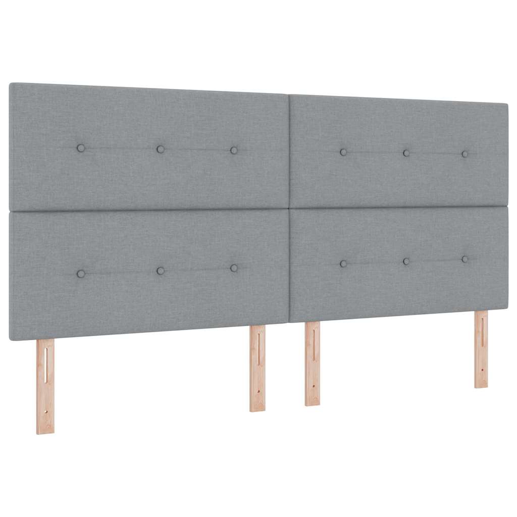 Boxspringbett mit Matratze Hellgrau 200 x 200 cm Stoff