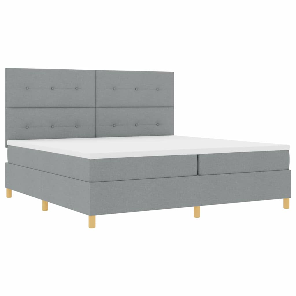 Boxspringbett mit Matratze Hellgrau 200 x 200 cm Stoff