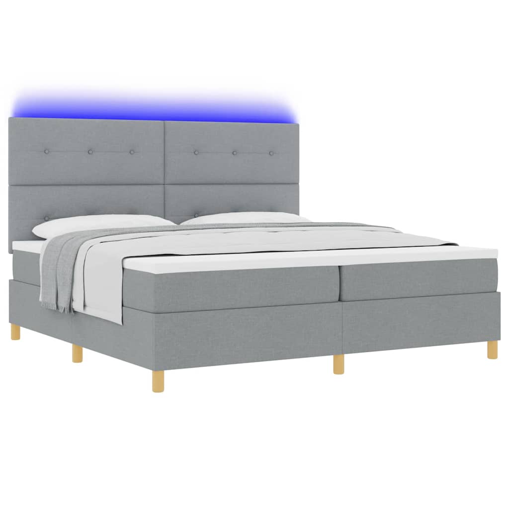 Boxspringbett mit Matratze Hellgrau 200 x 200 cm Stoff