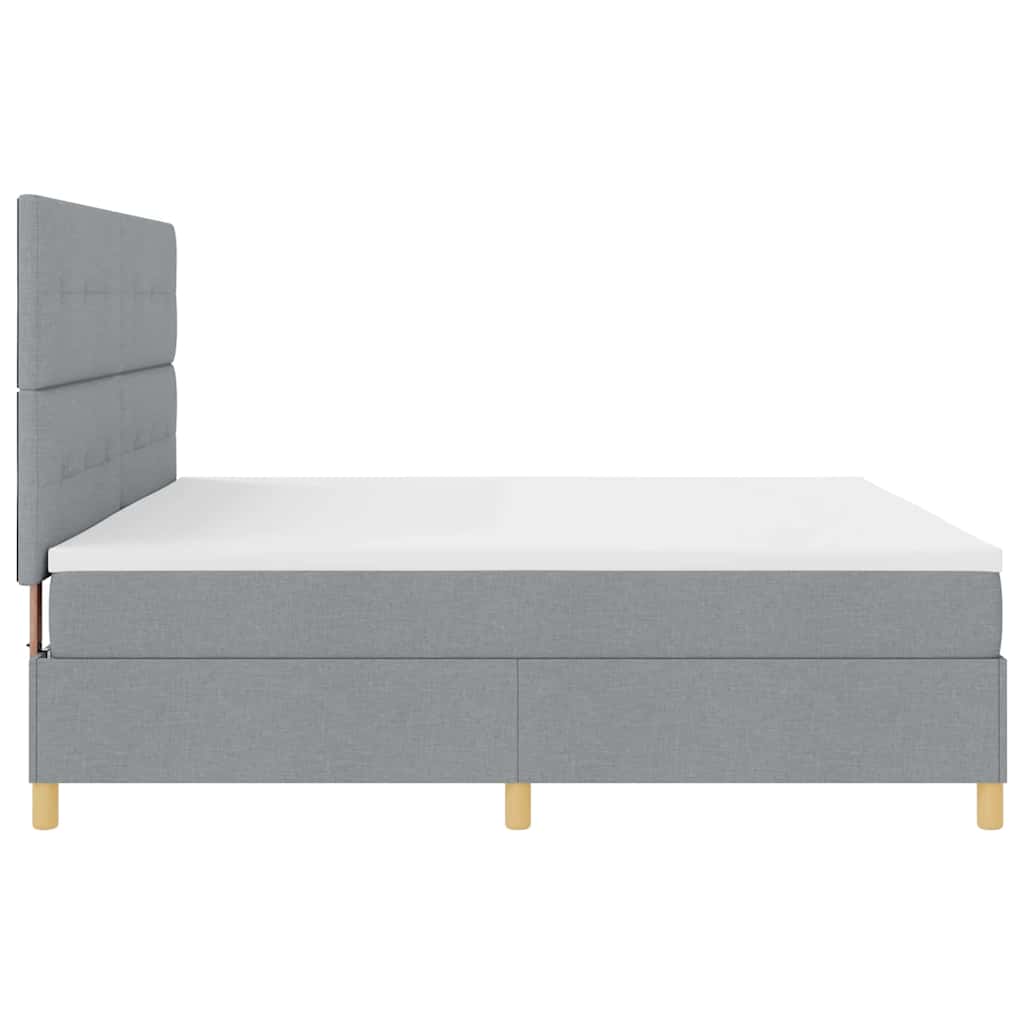 Boxspringbett mit Matratze Hellgrau 200 x 200 cm Stoff