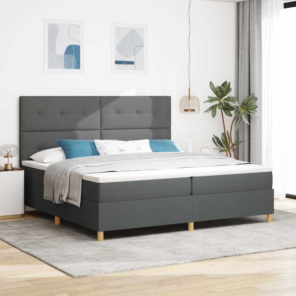 Boxspringbett mit Matratze Dunkelgrau 200 x 200 cm Stoff