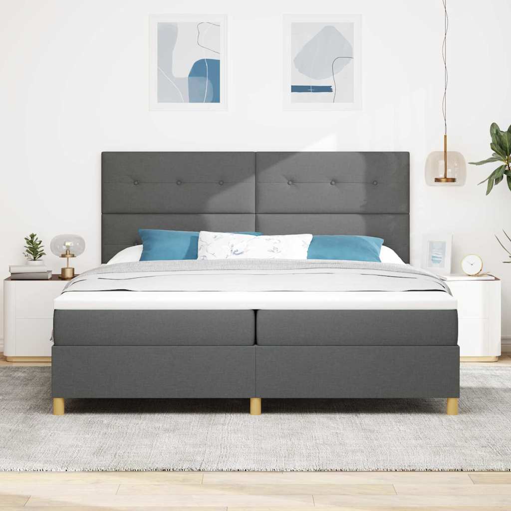 Boxspringbett mit Matratze Dunkelgrau 200 x 200 cm Stoff