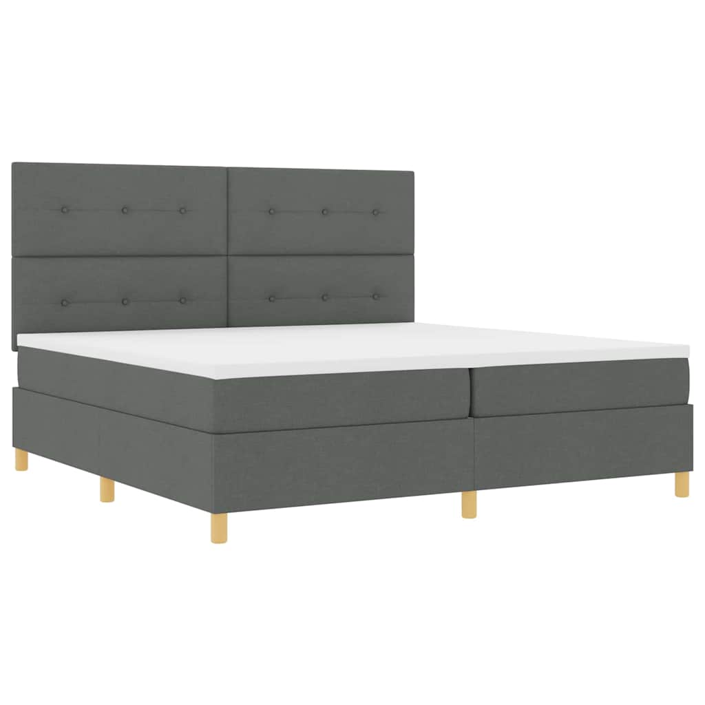 Boxspringbett mit Matratze Dunkelgrau 200 x 200 cm Stoff