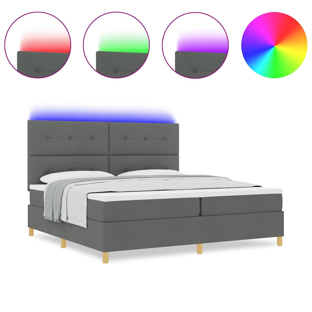 Boxspringbett mit Matratze Dunkelgrau 200 x 200 cm Stoff