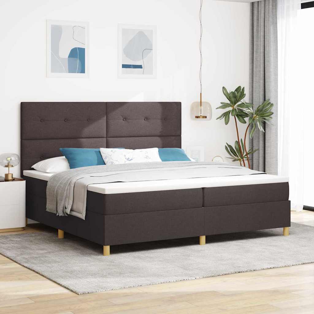 Boxspringbett mit Matratze Dunkelbraun 200 x 200 cm Stoff