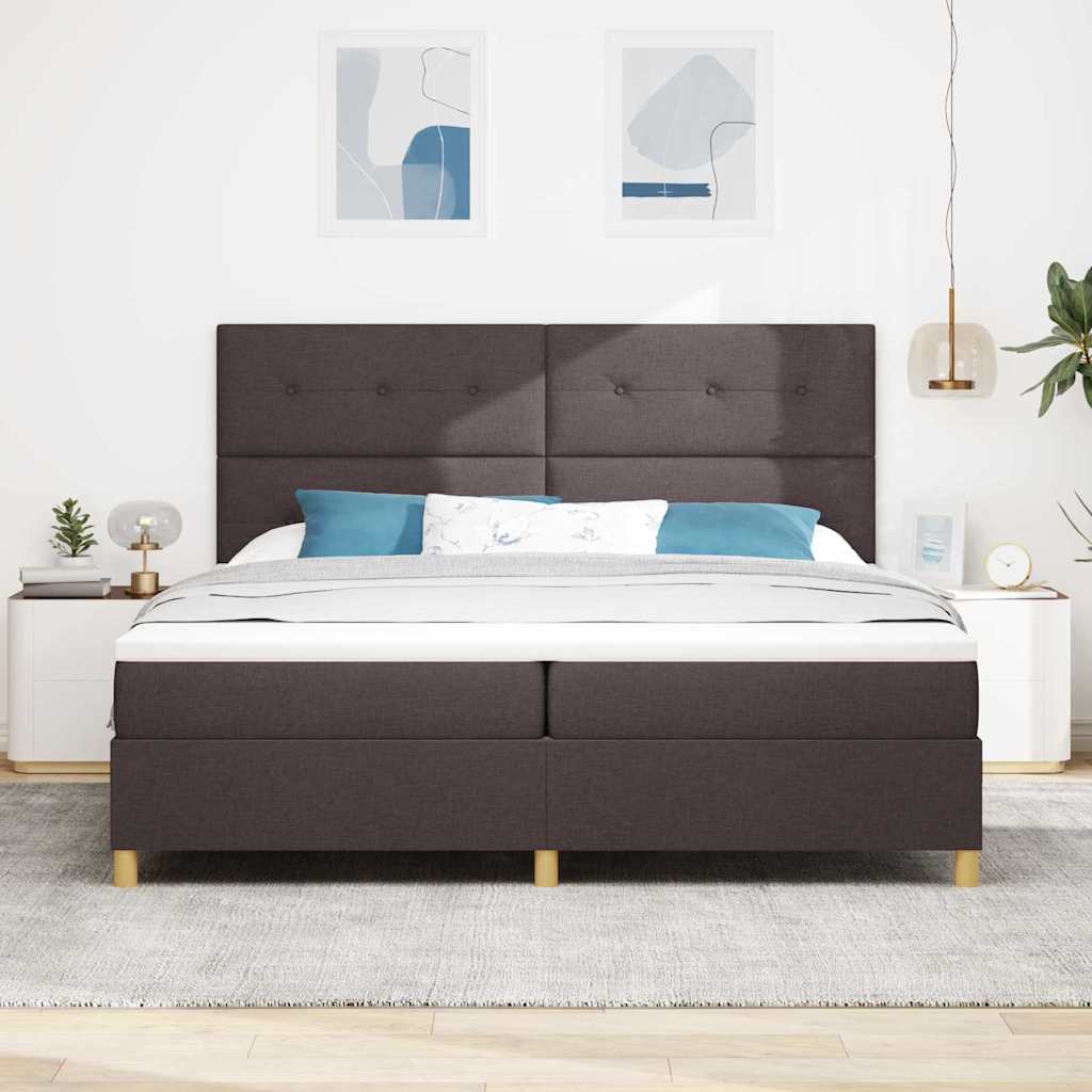 Boxspringbett mit Matratze Dunkelbraun 200 x 200 cm Stoff