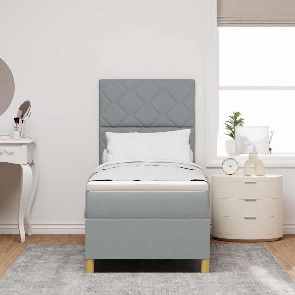 Boxspringbett mit Matratze Hellgrau 80 x 200 cm Stoff