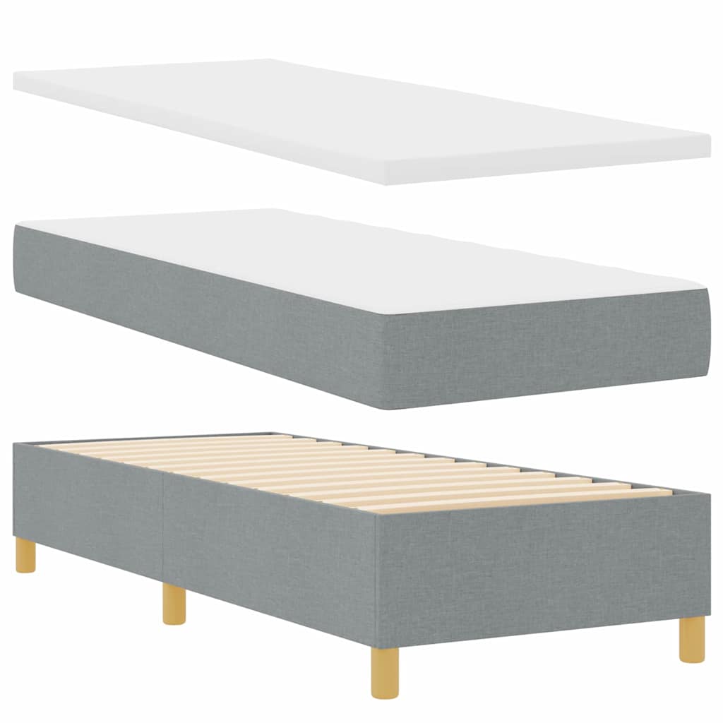 Boxspringbett mit Matratze Hellgrau 80 x 200 cm Stoff