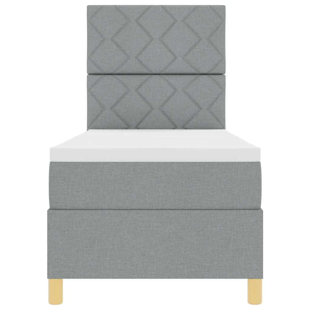 Boxspringbett mit Matratze Hellgrau 80 x 200 cm Stoff