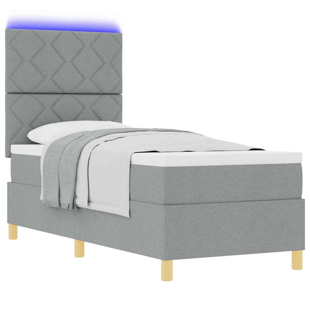 Boxspringbett mit Matratze Hellgrau 80 x 200 cm Stoff