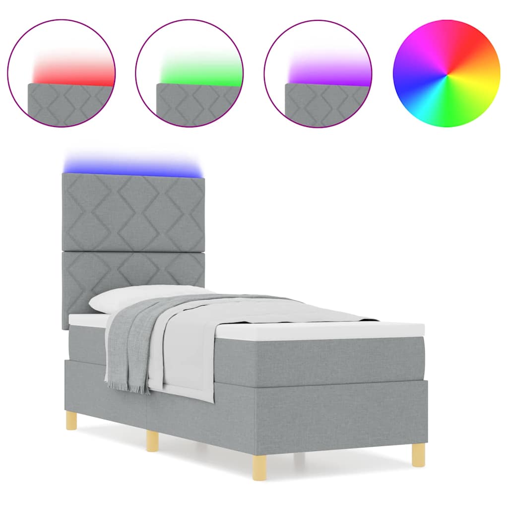 Boxspringbett mit Matratze Hellgrau 80 x 200 cm Stoff