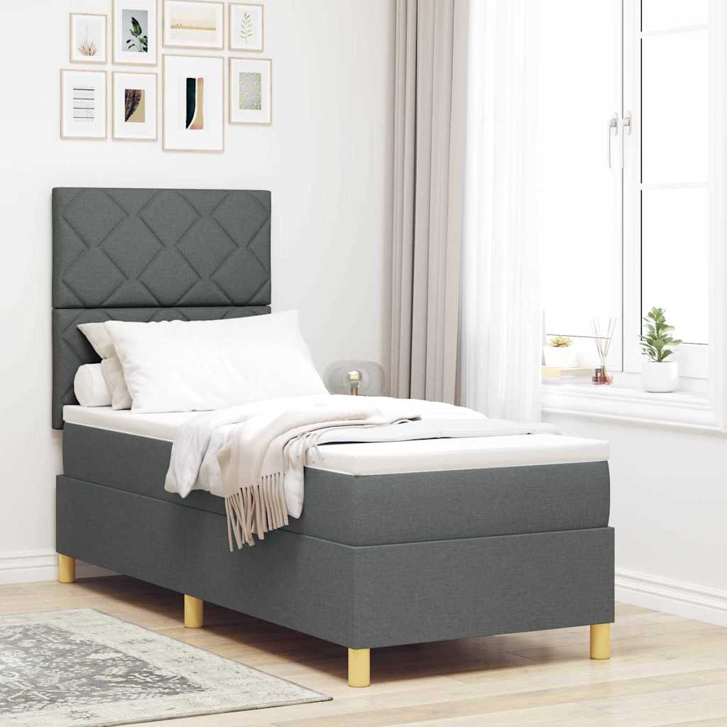Boxspringbett mit Matratze Dunkelgrau 80 x 200 cm Stoff