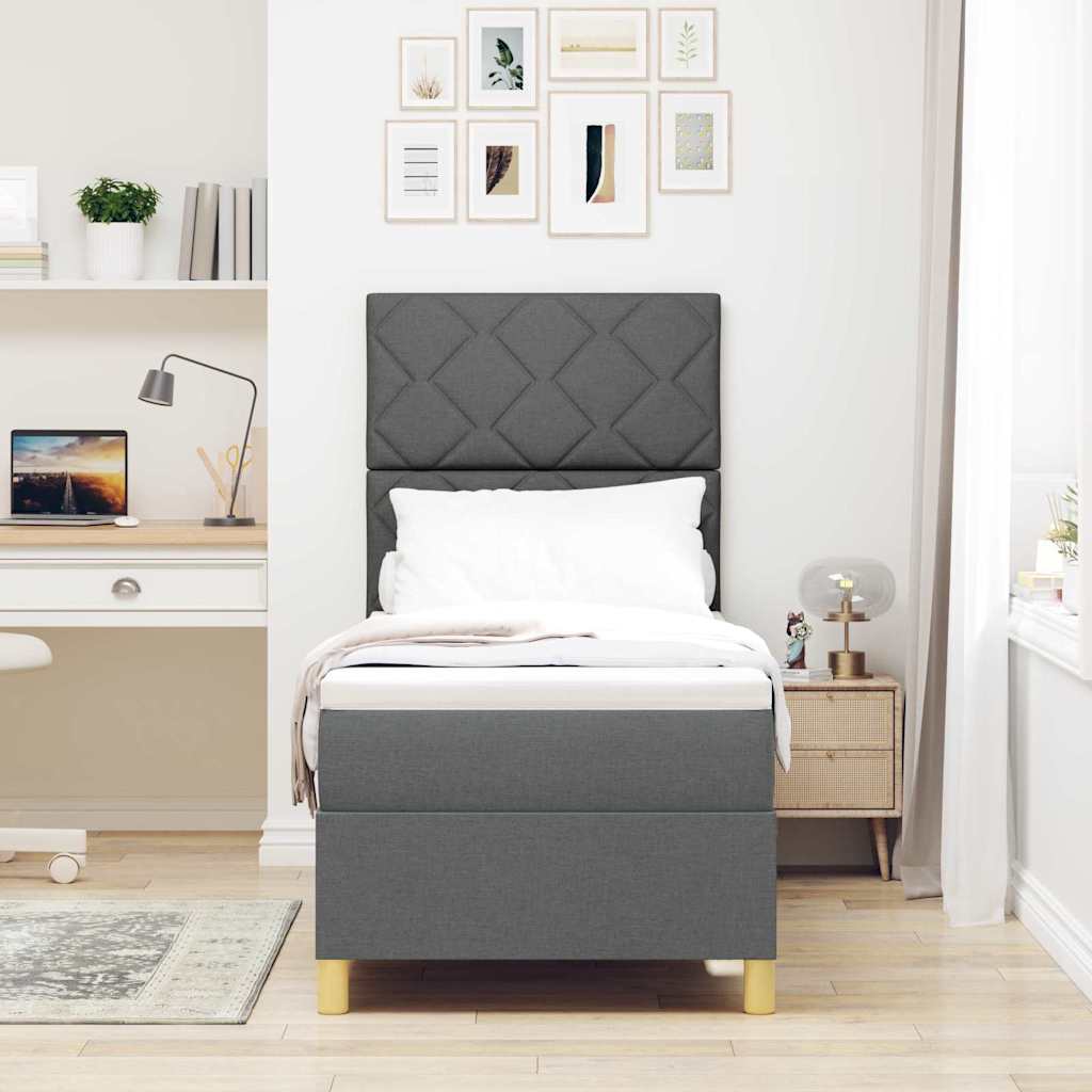 Boxspringbett mit Matratze Dunkelgrau 80 x 200 cm Stoff