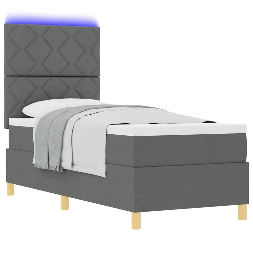 Boxspringbett mit Matratze Dunkelgrau 80 x 200 cm Stoff