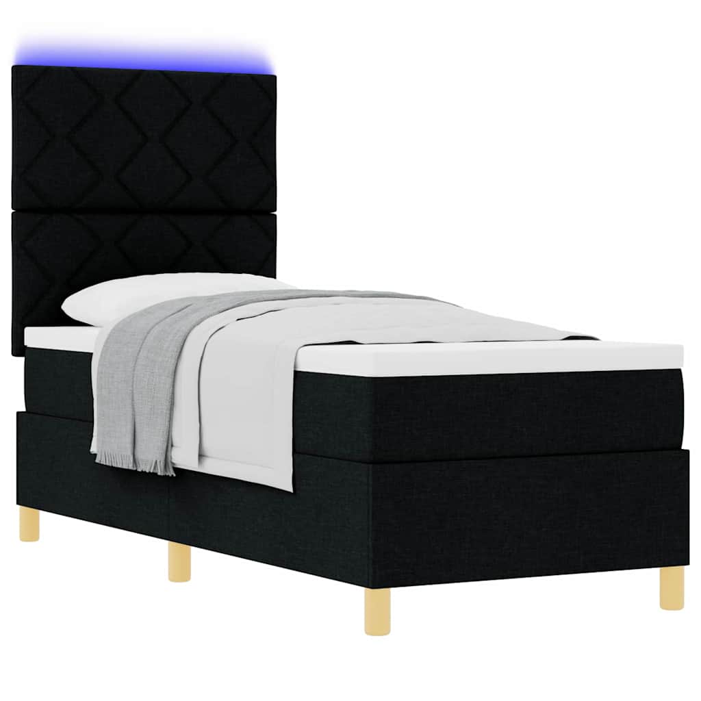 Boxspringbett mit Matratze Schwarz 80 x 200 cm Stoff