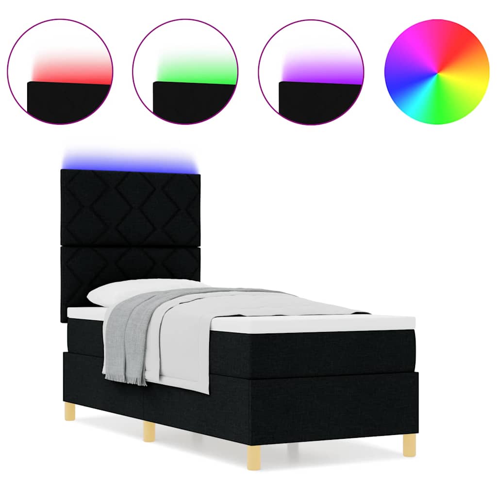 Boxspringbett mit Matratze Schwarz 80 x 200 cm Stoff
